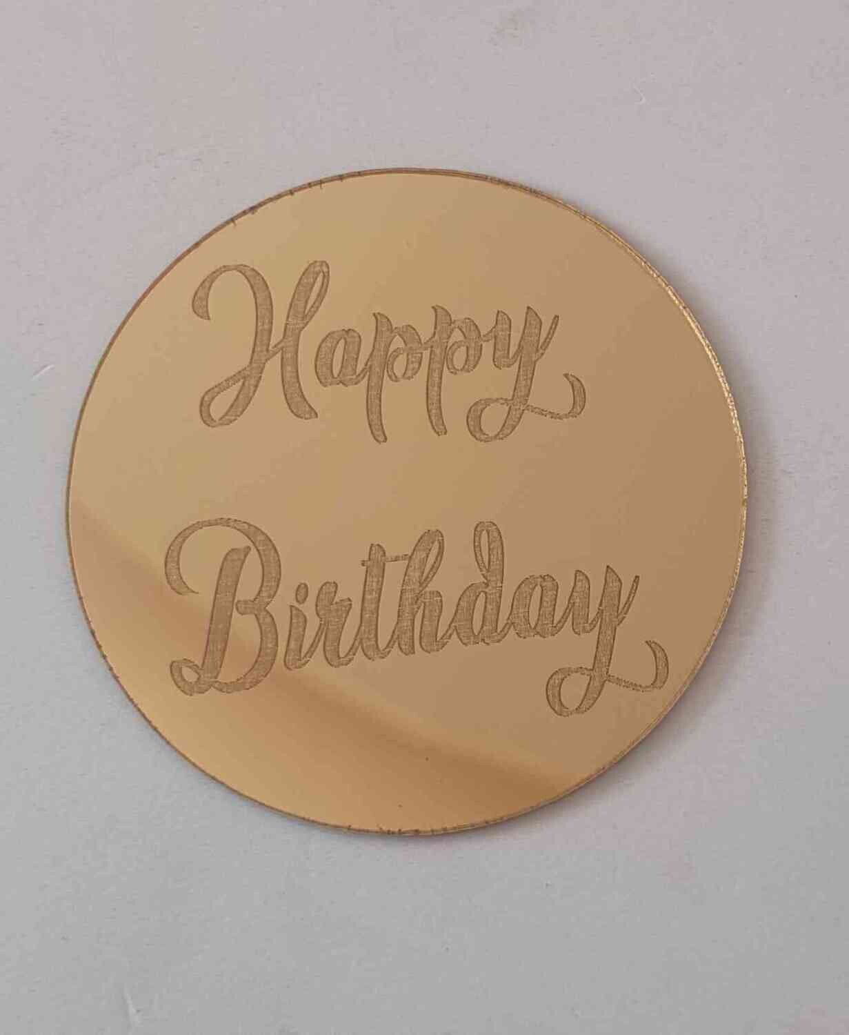 Coin Topper Gold Colour | Happy Birthday Round 6cm