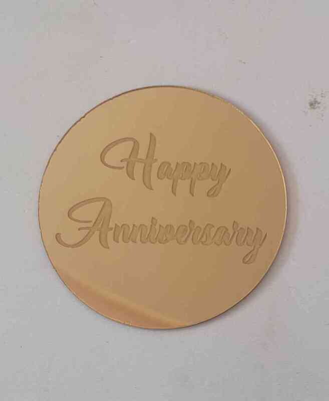 Coin Topper Golden Colour | Happy Anniversary Round 6cm