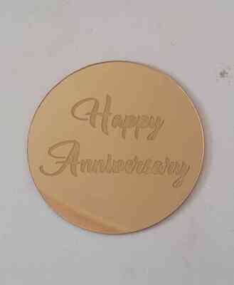 Coin Topper Golden Colour | Happy Anniversary Round 6cm
