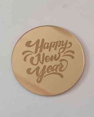 Coin Topper Gold Colour | Happy NewYear Round 5cm