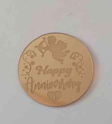 Coin Topper Gold Colour | HappyAnniversary Round 5cm