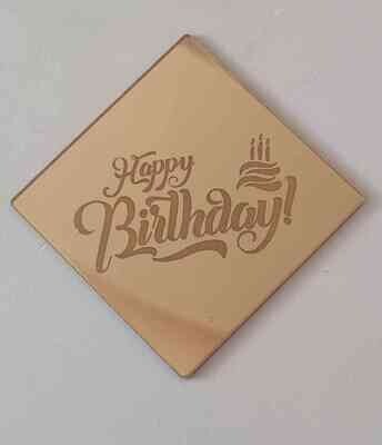 Coin Topper Gold Colour | Happy Birthday Square Diamond Cut 5cm