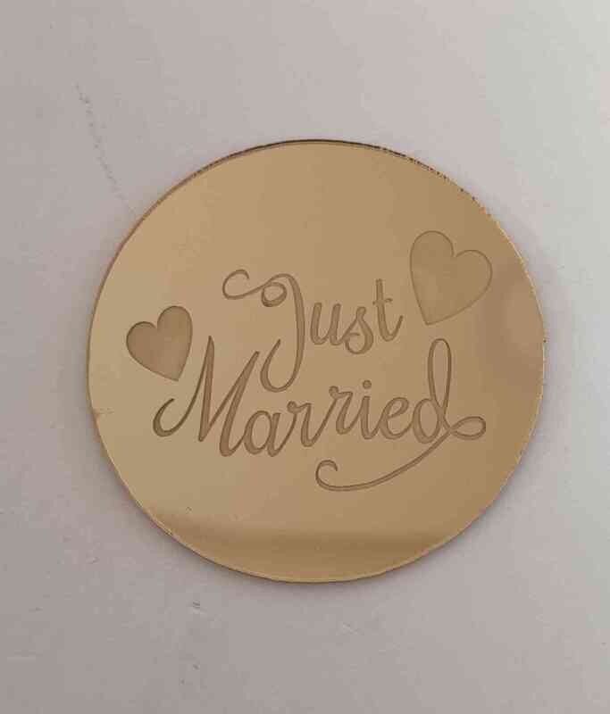Coin Topper Gold Colour | Just Maaried | Round 6cm