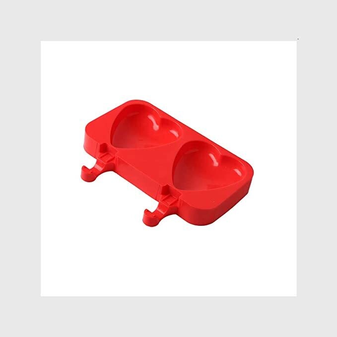 Silicone 2 Cavity Valentine Heart Shape Ice Cream Lollipop Popsicle Cakesicle Mould