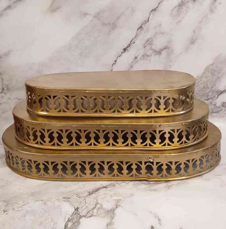 Wedding Cake Stand Decoration Party Tray Rectangle Dessert Table Settings Electroplate Gold Cup Cake Table Display Tools Set of 3