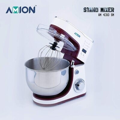 AMION 1000W 6 Speed Control with Stainless Steel Mixing Bowl Dough Hooks Splash Guard and Beaters Stand Mixer