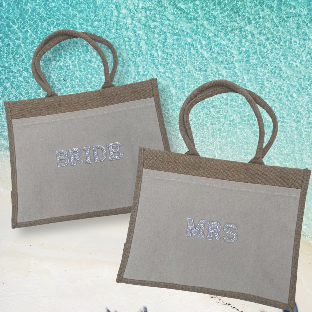Mrs Or Bride Pocket Front Jute Bag