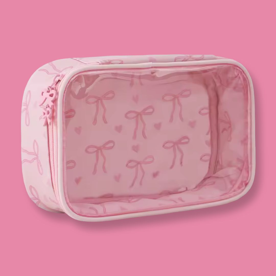 Pink Bow Clear Pouch