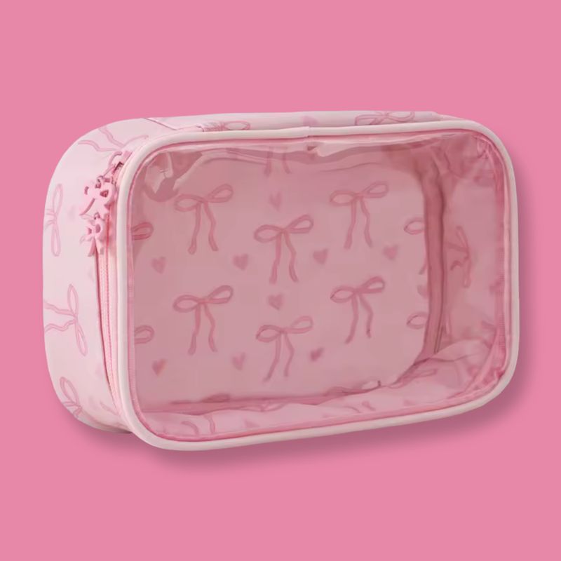 Pink Bow Clear Pouch