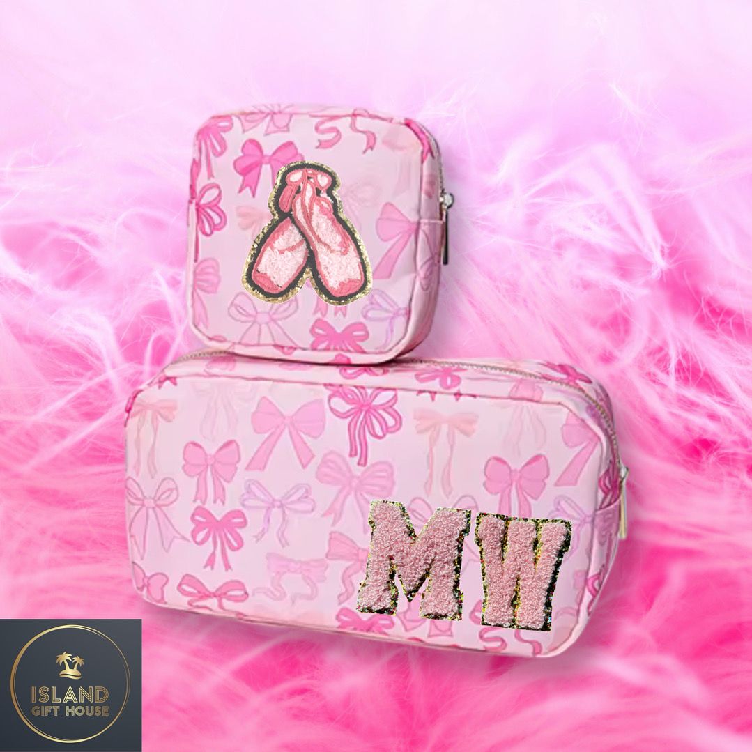 Pink Bow Small & Medium Pouch Set