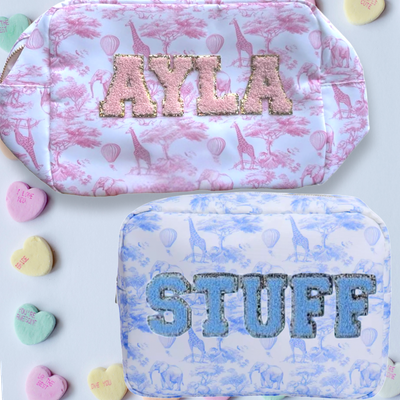 Toile Safari Print Pouch - 2 Patches