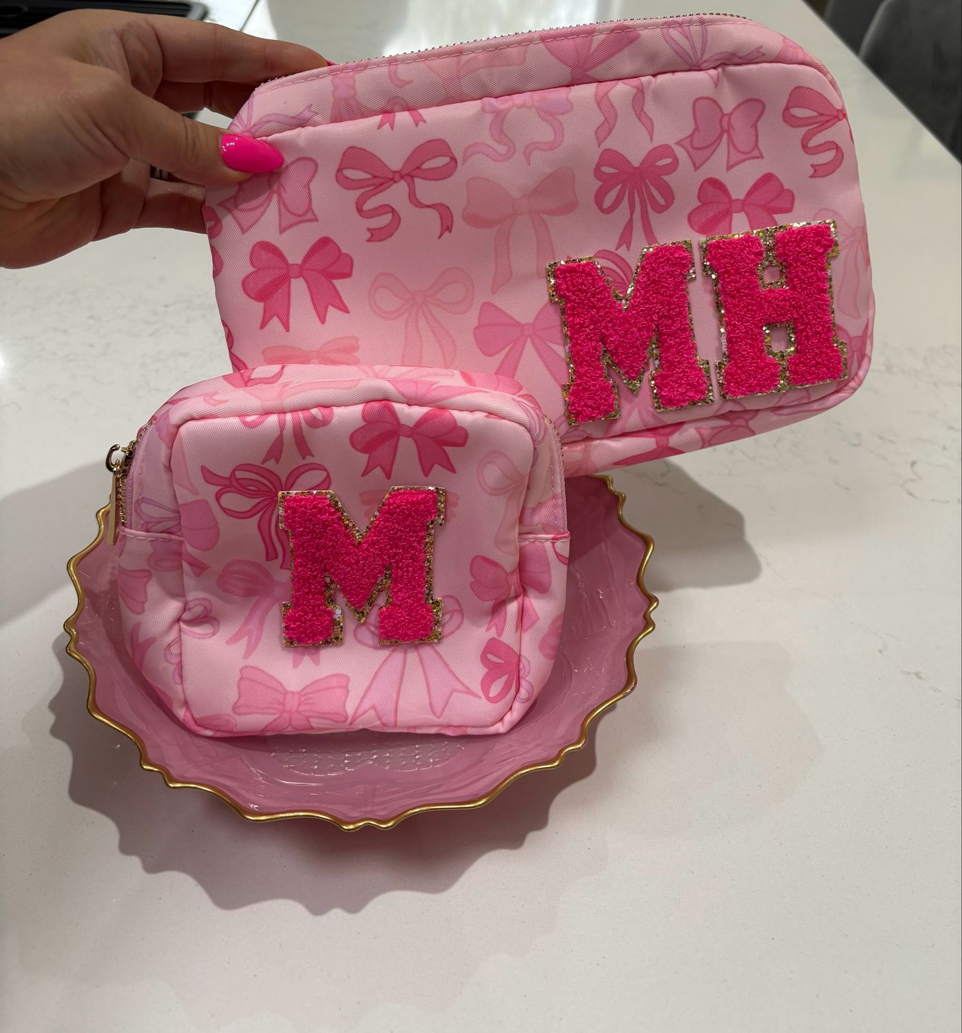 Pink Bow Small & Medium Pouch Set Limited Edition