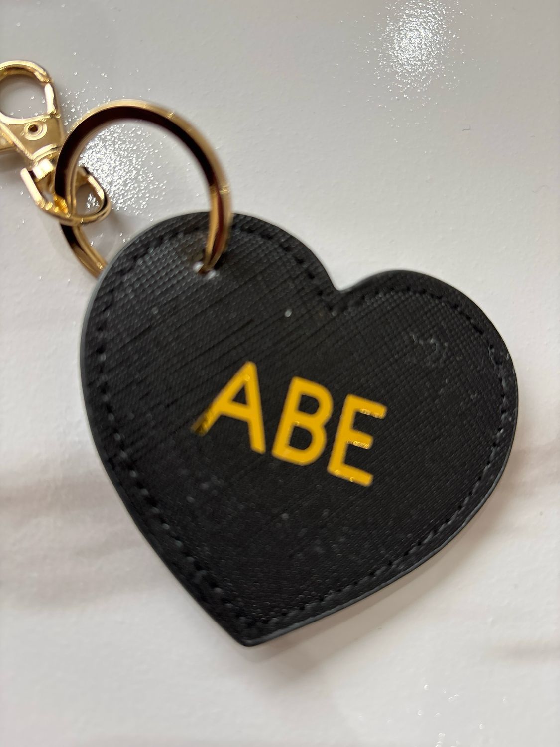 Saffiano Faux Leather Personalised Heart Keyring Bag Charm