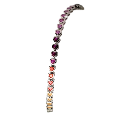 Damen Armband - herzförmige Steine im Rainbow Design (180 mm) Damen Armband - herzförmige Steine im Rainbow Design (180 mm)