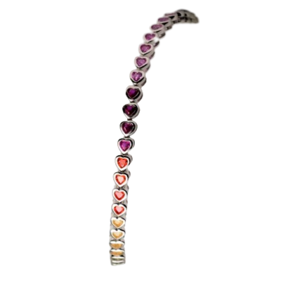 Damen Armband - herzförmige Steine im Rainbow Design (180 mm)