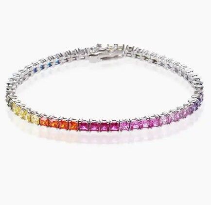 Damen Tennisarmband Regenbogen, 160 mm Damen Tennisarmband Regenbogen, 160 mm