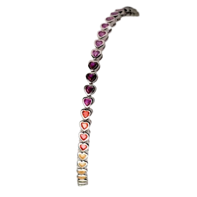 Damen Armband - herzförmige Steine im Rainbow Design (180 mm) Damen Armband - herzförmige Steine im Rainbow Design (180 mm)