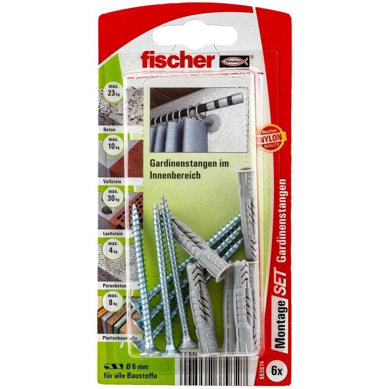 fischer Montageset Gardinenstangen fischer Montageset Gardinenstangen