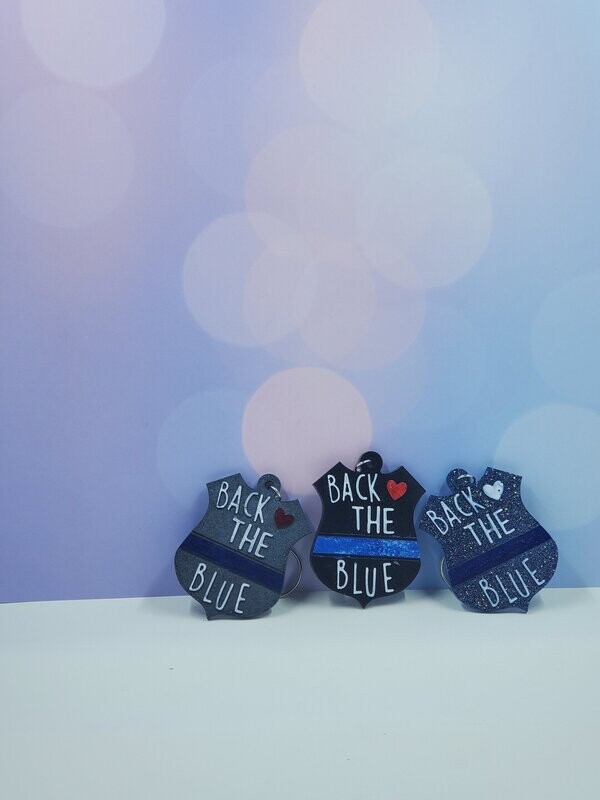 Back the blue keychain