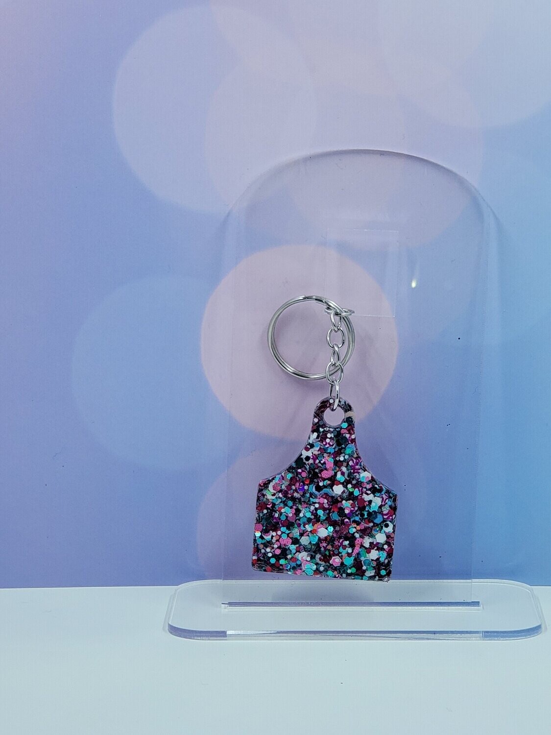 mini cow tag keychain