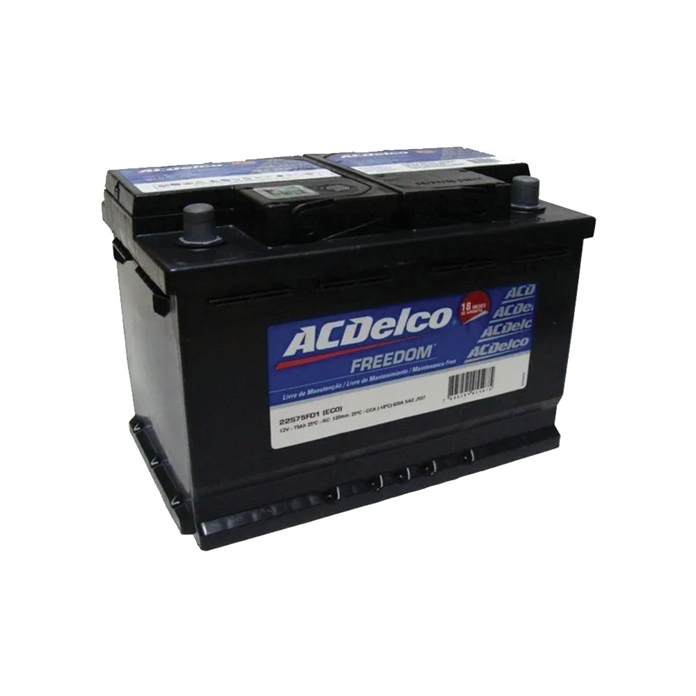 ACDELCO FREE 75AH - 24 MESES (CAIXA ALTA)