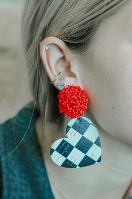 Red Seed Bead Earrings