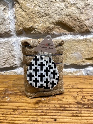 Black &amp; White Cross Teardrops