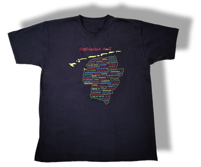 Schwarzes T-Shirt Ostfriesisch A bis Z