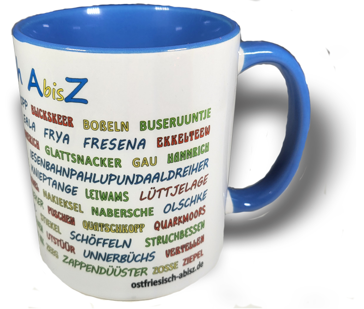 Tasse Ostfriesisch A bis Z in 4 Farben