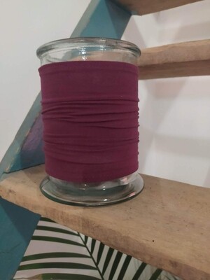 Photophore en verre et tissus bordeaux 