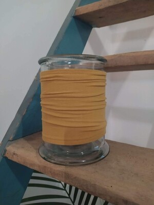 Photophore en verre et tissus jaune 