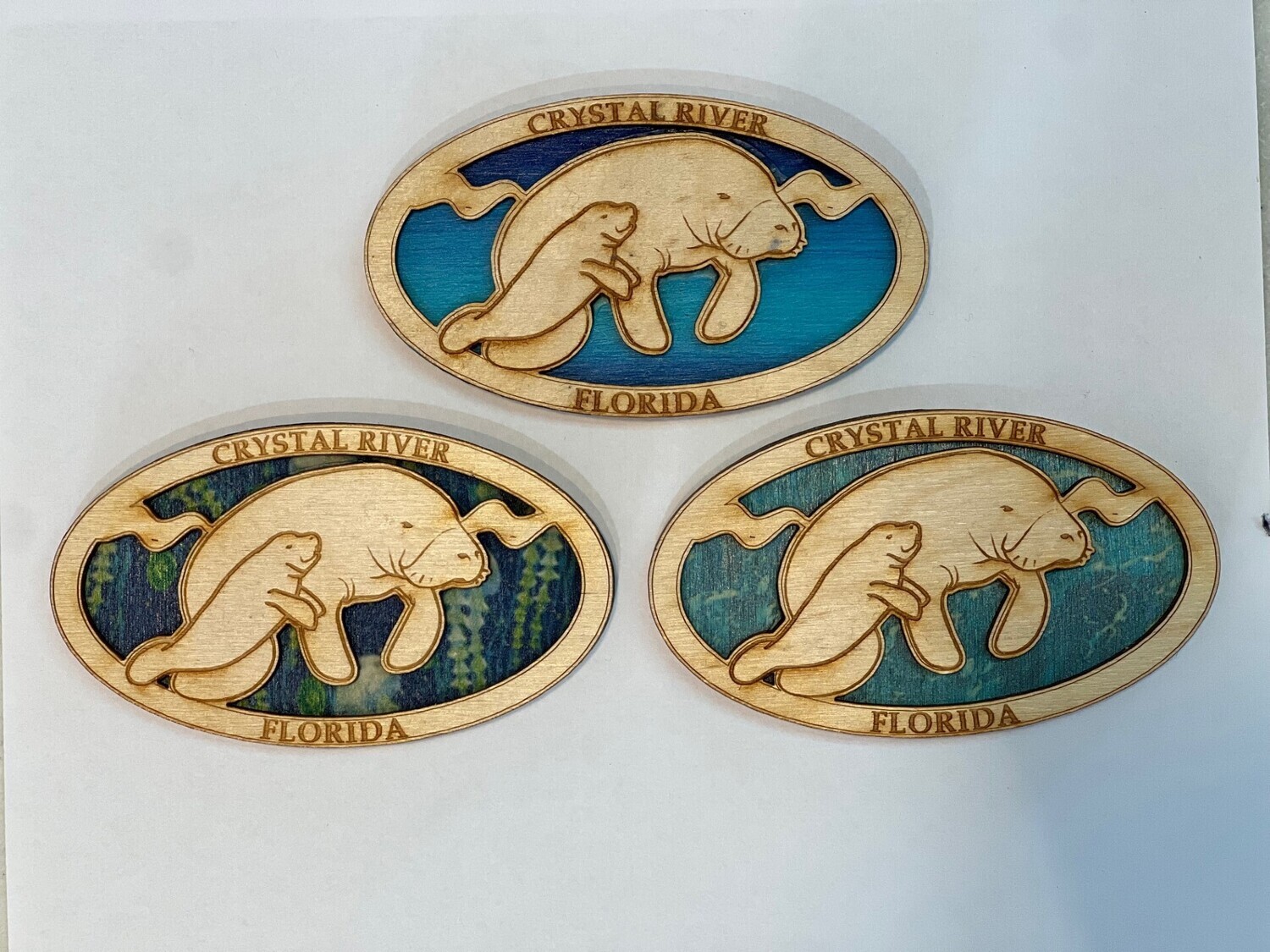 Wood Magnet Manatee Oval