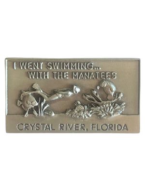 Pewter Magnet: Swimming with Manatees 