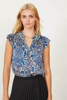 Blue Damask Scarlet Top