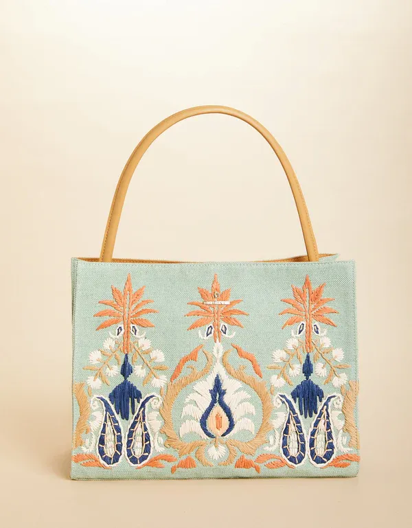 Spartina Piper Straw Kalalanta Ikat Palm Bag