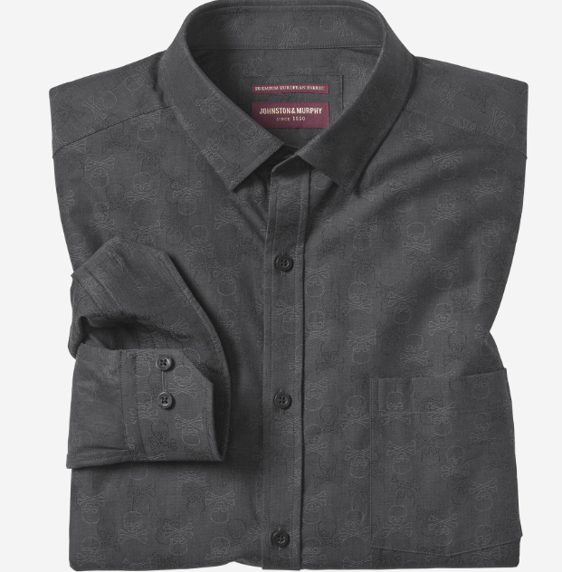 Johnston &amp; Murphy Skull Button Down - Black