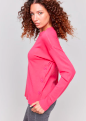 Charlie B Side Button Sweater - Magenta