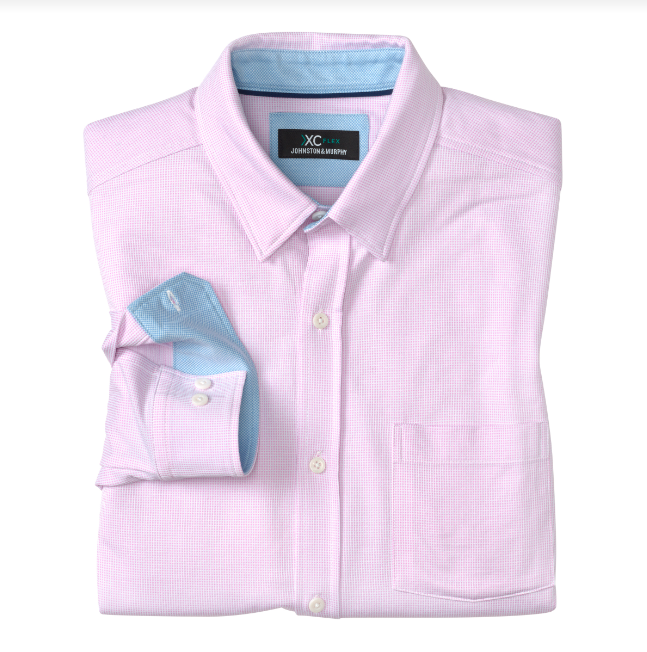 Johnston + Murphy XC Flex Long Sleeve Shirt - Pink Check