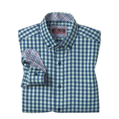 Johnston &amp; Murphy XC4 Performance Check Shirt - Mint/Navy