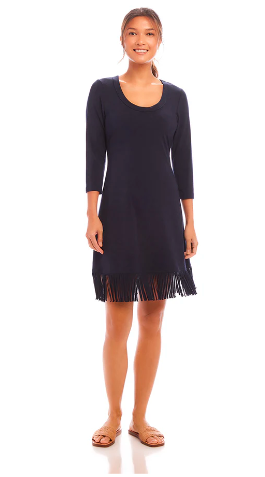 Karen Kane Fringe Hem Dress - Navy