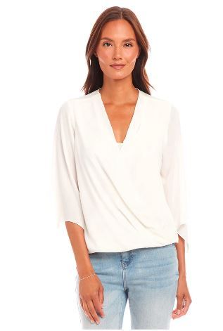 Drape Front Crossover Top - Cream