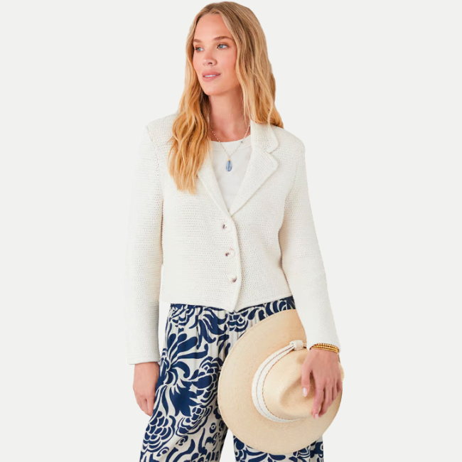 Karen Kane Sweater Blazer - Cream