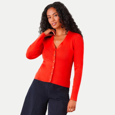 Karen Kane Ribbed Cardigan - Orange