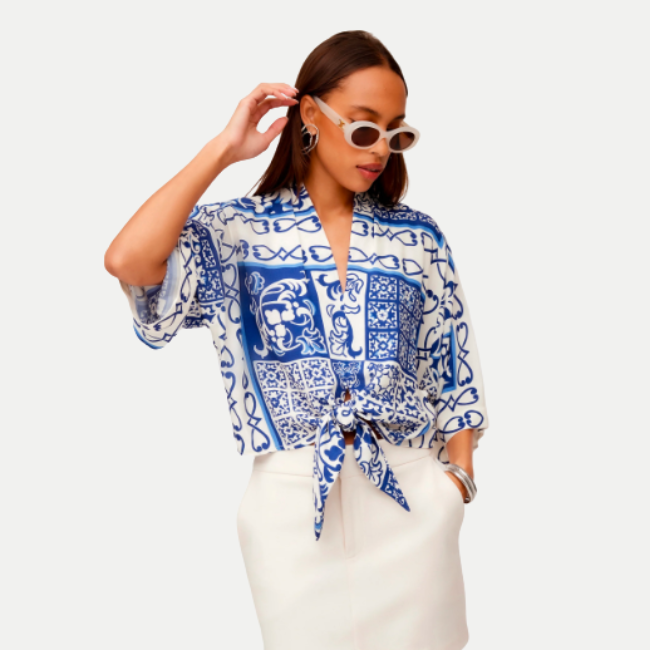 Fifteen Twenty Bernice Tie Front Top - Capri
