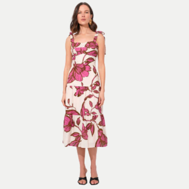 Adelyn Rae Melrose Dress - Cream/Pink