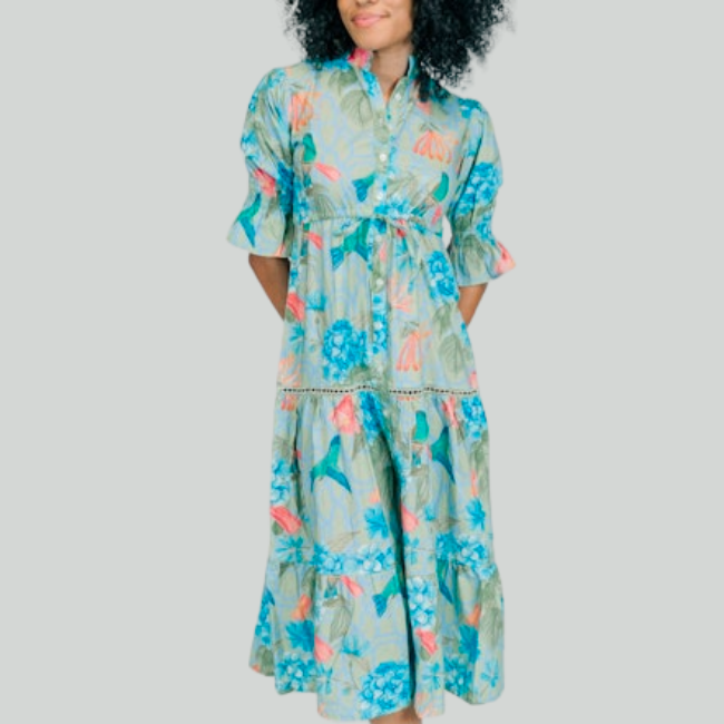 Victoria Dunn Kai Dress - Lotus Branch