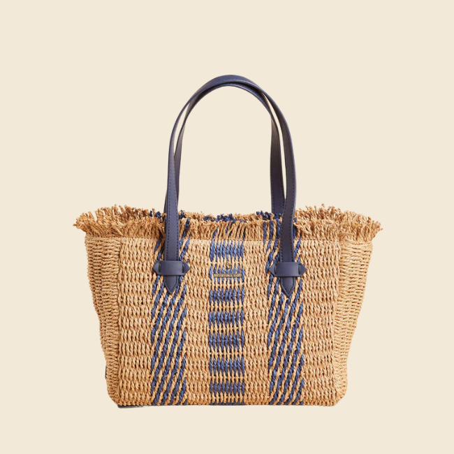 Spartina Handbag Straw Navy Stripe 405197