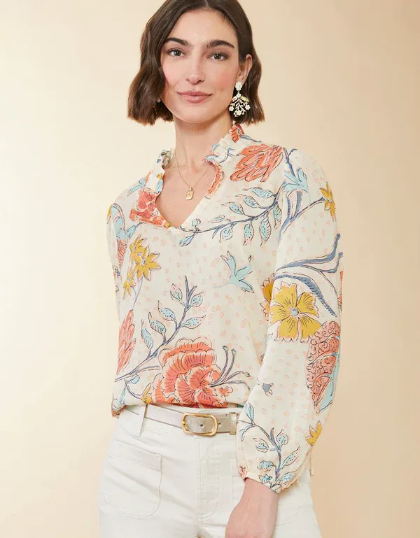 Spartina Petrina Blouse - Clara Starry Floral Cream