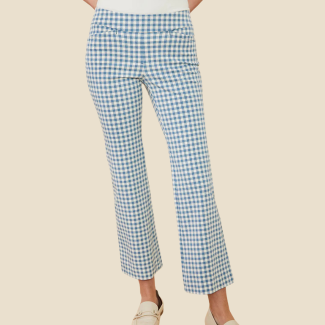 Spartina Maren Kick Flare Pant - Clara Gingham Bluestone