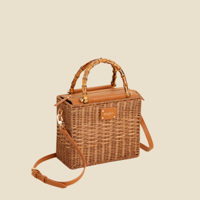 Spartina Bamboo Rattan Satchel - Nutmeg
